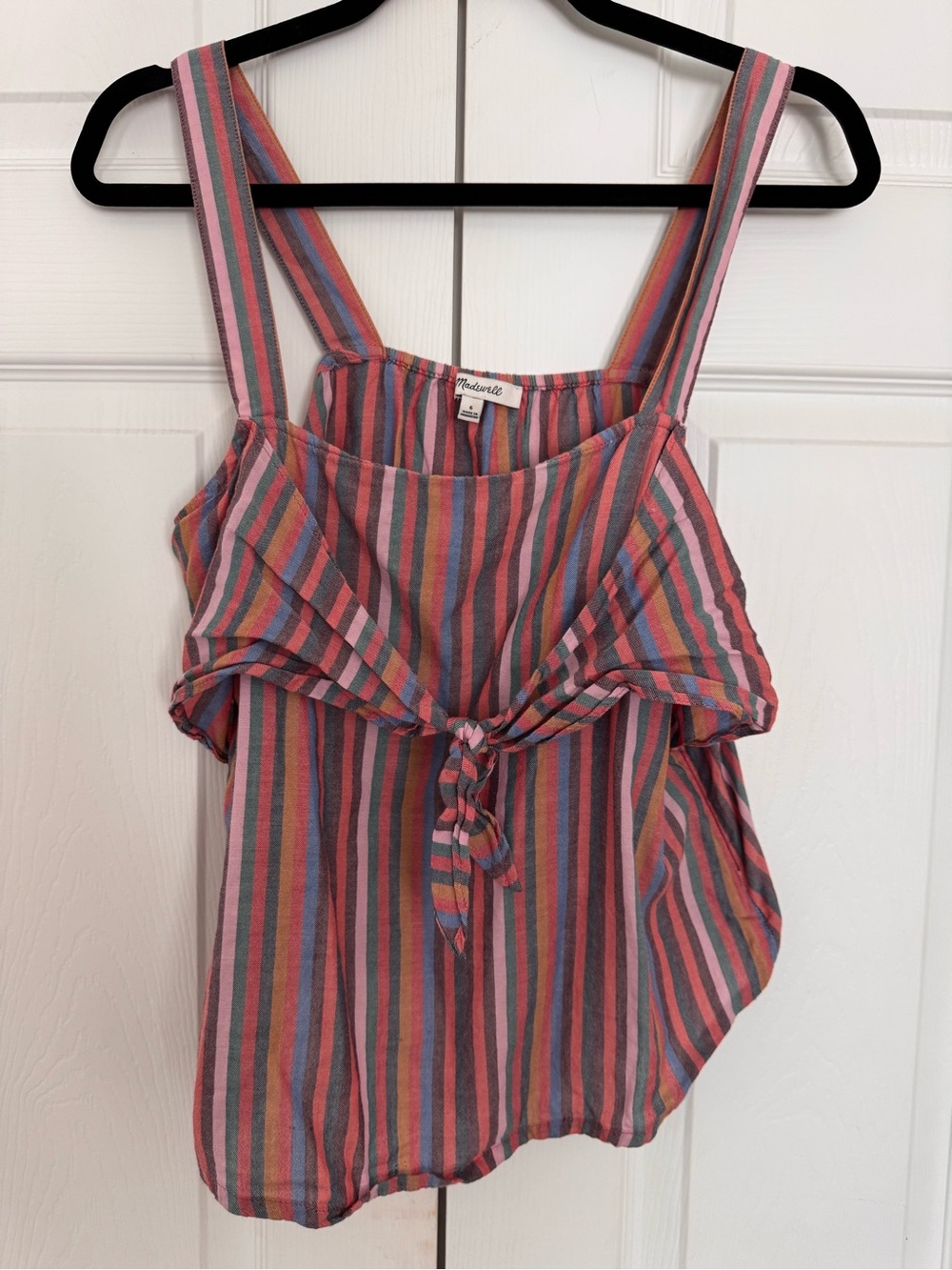 Madewell Pink and Coral Multistripe Tie-Front Cami